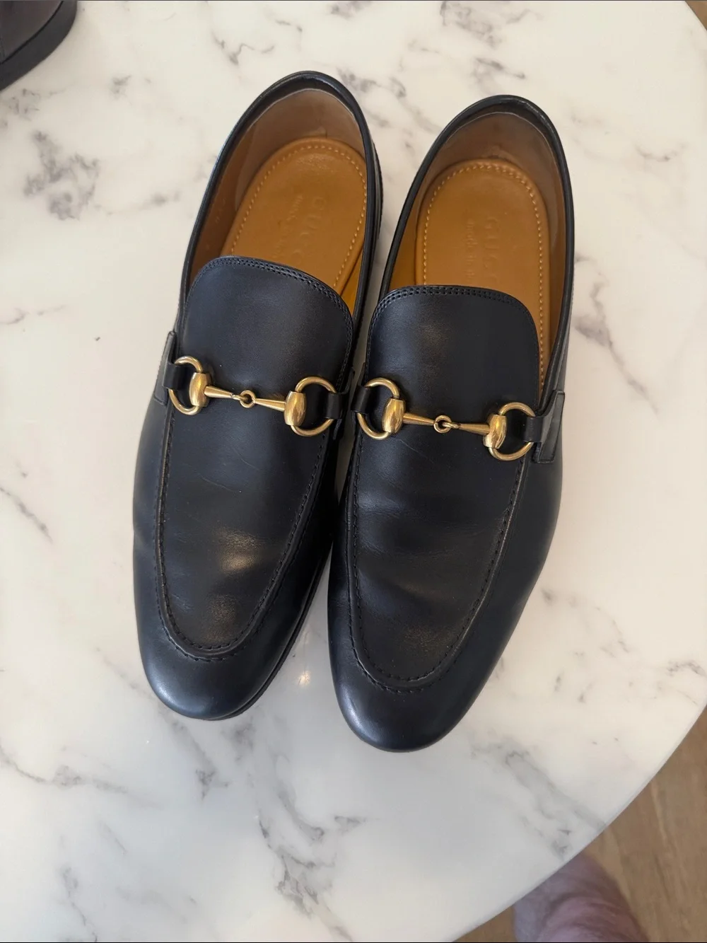 Gucci Black Leather Horsebit Jordan Slip-On Loafers size UK 6 US 7